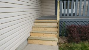 Luke and his dad rebuilt our front steps a few weeks ago. A major upgrade, since our old ones had mushrooms growing out of them!